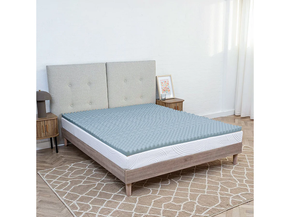 OLYMPE LITERIE | Surmatelas GEL REFRESH 160x200 cm | Mémoire de forme avec gel thermorégulateur