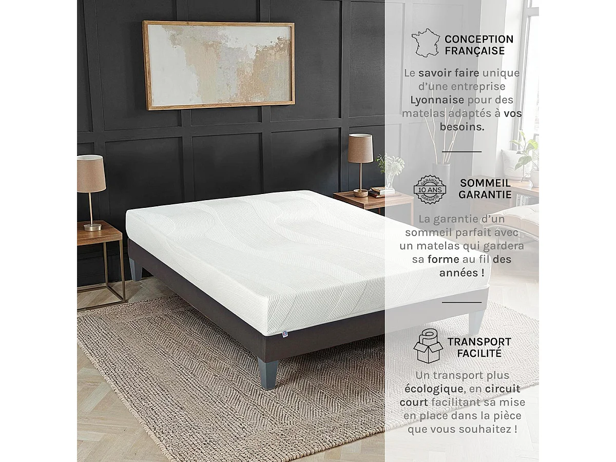 PARIS - Matelas mousse à mémoire de forme - soutien ferme