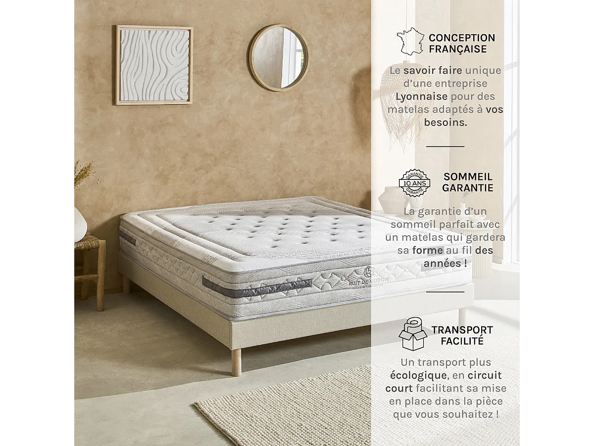 Matelas Sérénade - Ressorts ensachés - Équilibré - 26 cm d'épaisseur - 90x200 cm