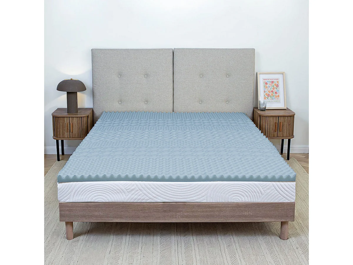 OLYMPE LITERIE | Surmatelas GEL REFRESH 90x190 cm | Mémoire de forme avec gel thermorégulateur