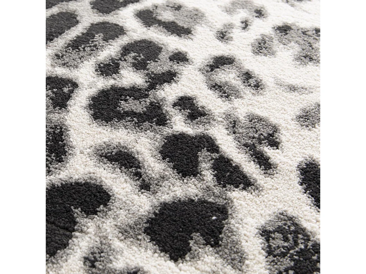tapis grand salon 200x290 tissé noir et blanc rectangle motif animaux BELLA 5
