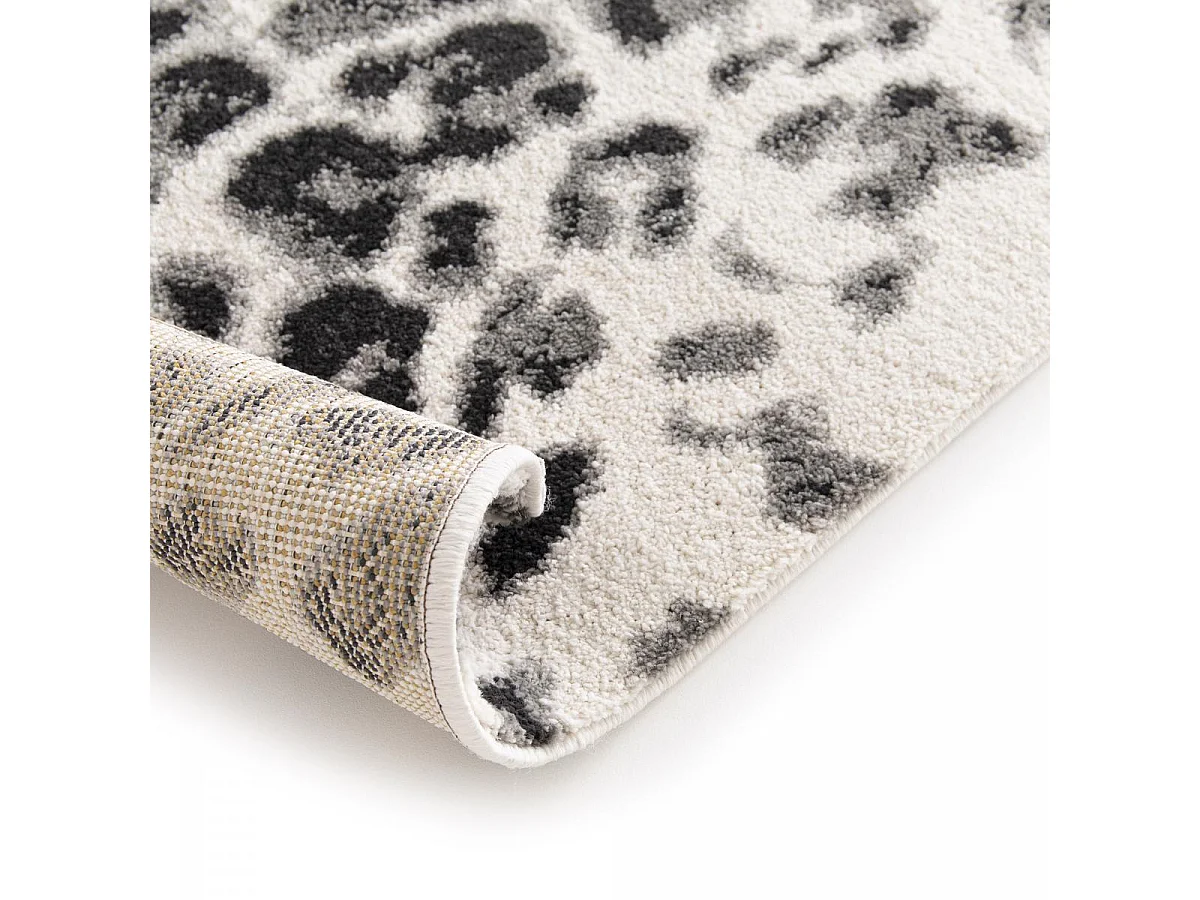 tapis grand salon 200x290 tissé noir et blanc rectangle motif animaux BELLA 5