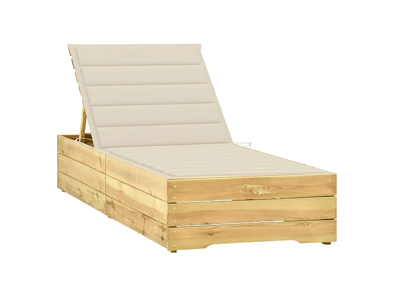 Sdraio sedia a sdraio lettino da giardino lettino da giardino terrazza mobili da esterno con cuscino color crema legno di pino impregnato 02_0012436