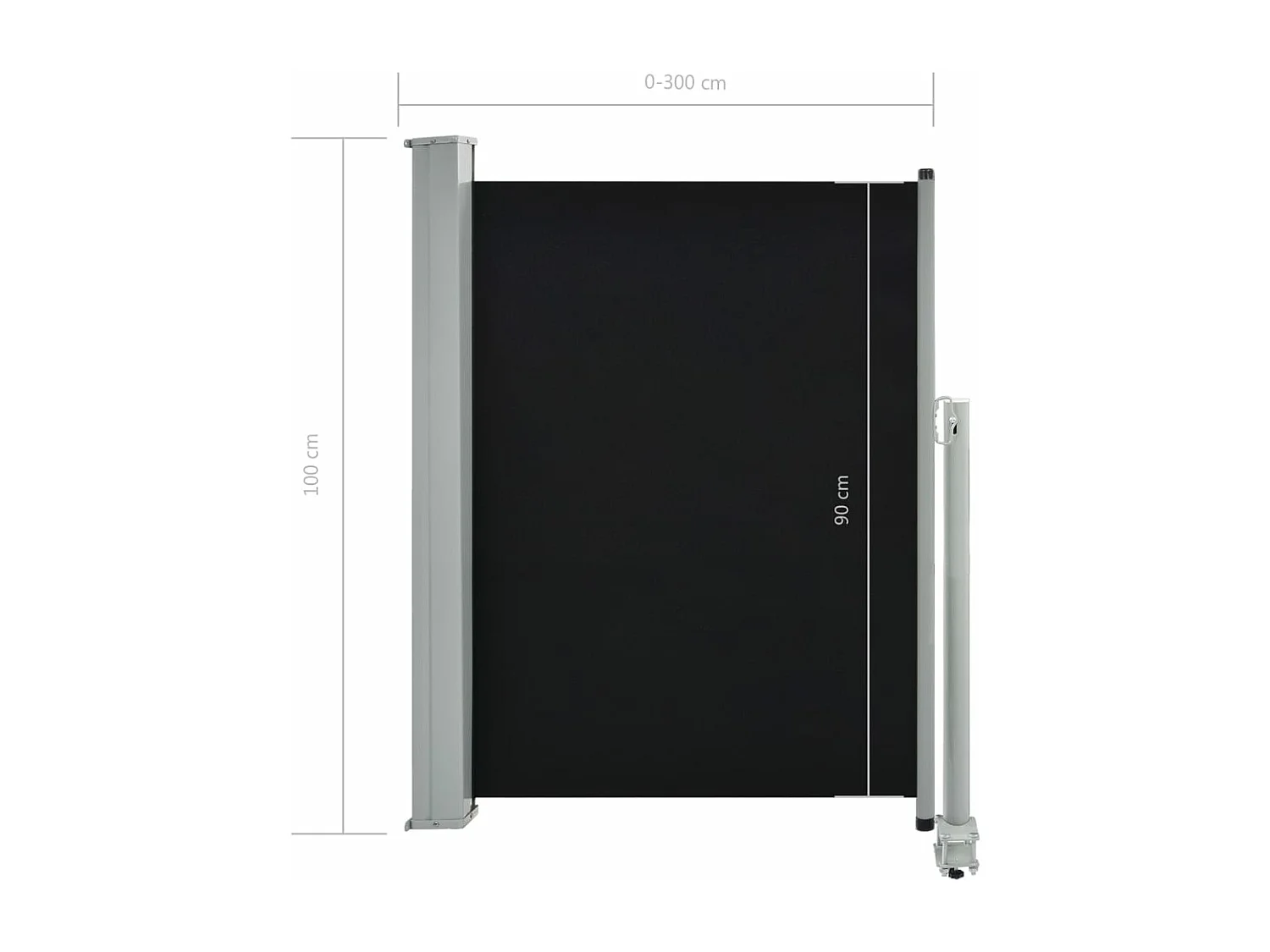 Tela de toldo cortina de privacidade lateral retrátil para pátio jardim terraço varanda tela de proteção visual 100 x 300 cm preto 02_0007179