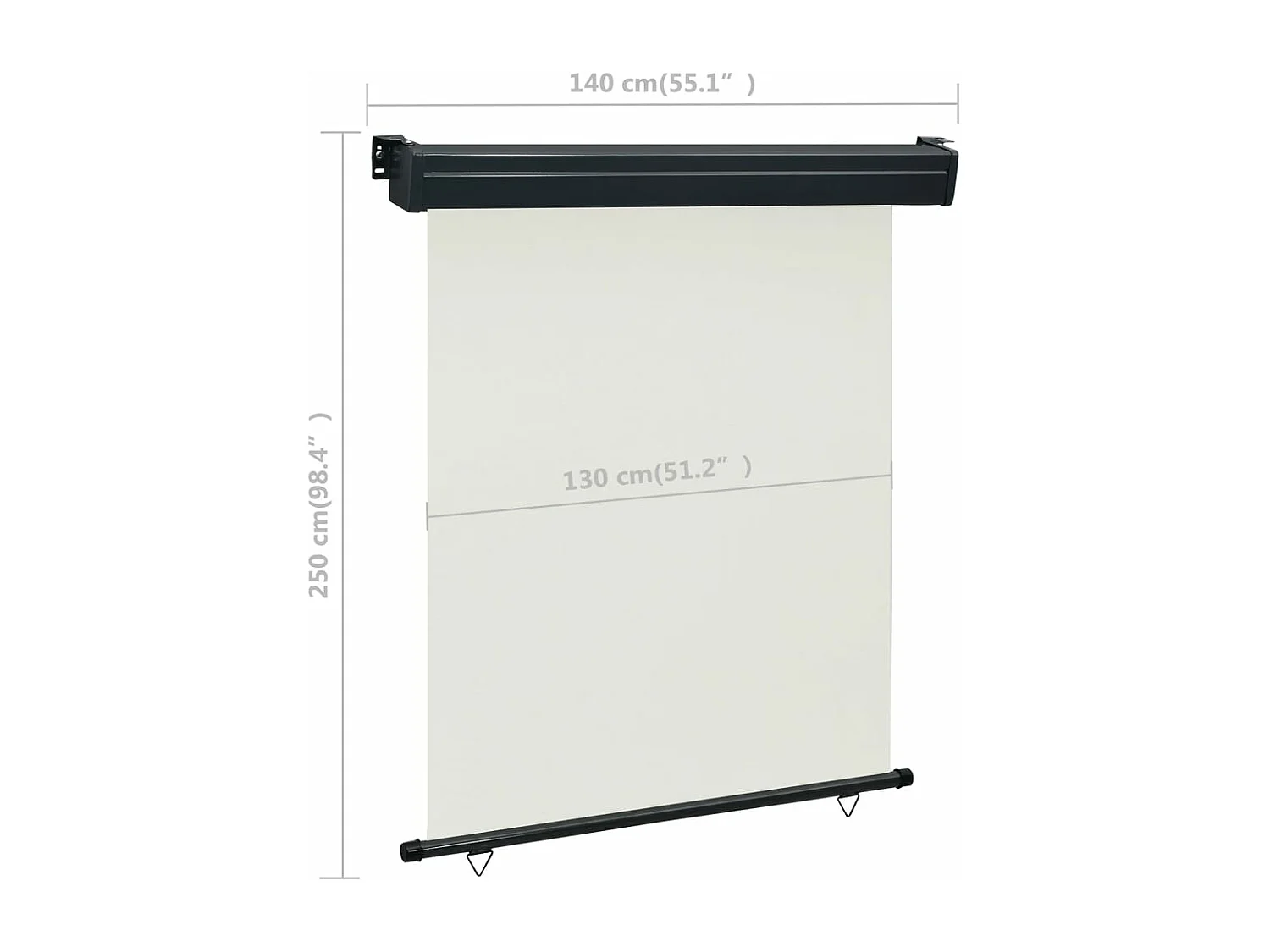 Auvent paravent store brise-vue crème 250 x 140 x 140 cm 02_0007010