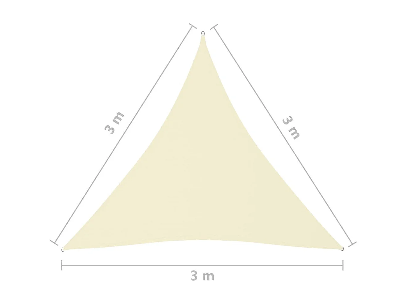 Vela de sombra parasol sombrilla triangular tela Oxford 3 x 3 x 3 m crema 02_0009822