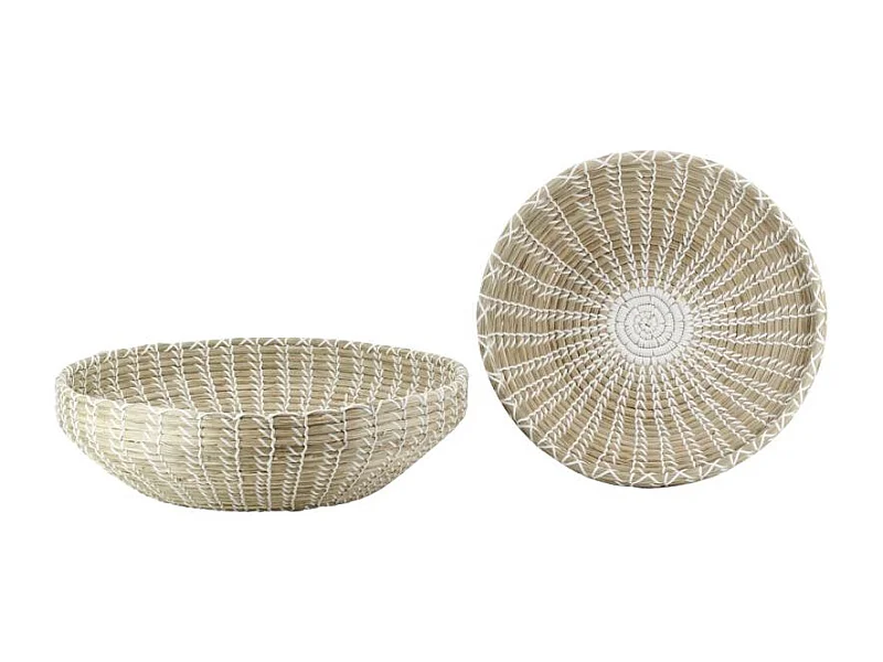 Grandes corbeilles en jonc naturel et blanc