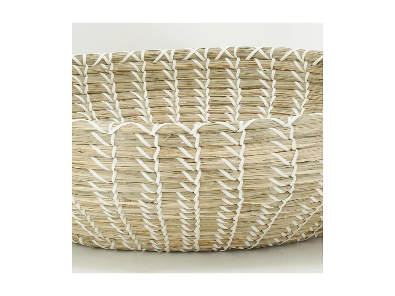 Grandes corbeilles en jonc naturel et blanc