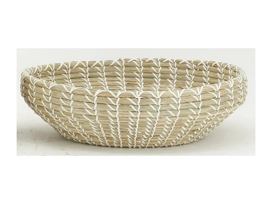 Grandes corbeilles en jonc naturel et blanc