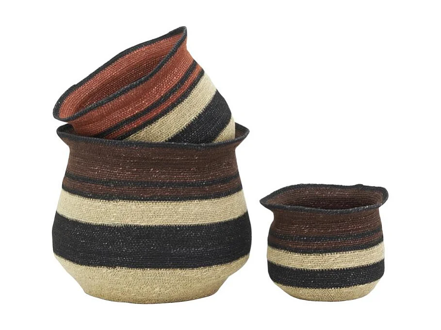 Cache-pots en jonc teinté