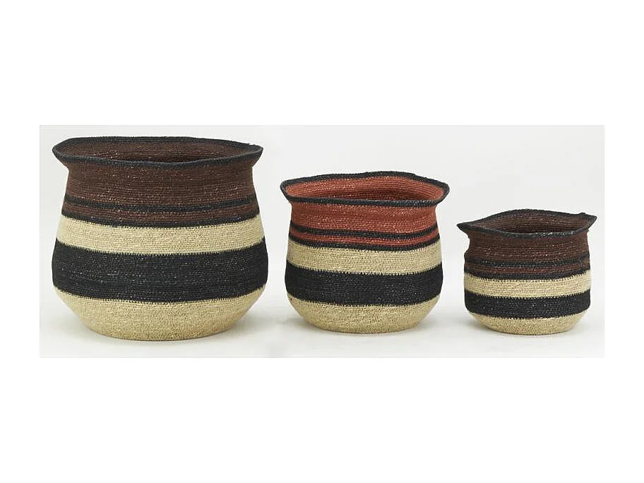 Cache-pots en jonc teinté