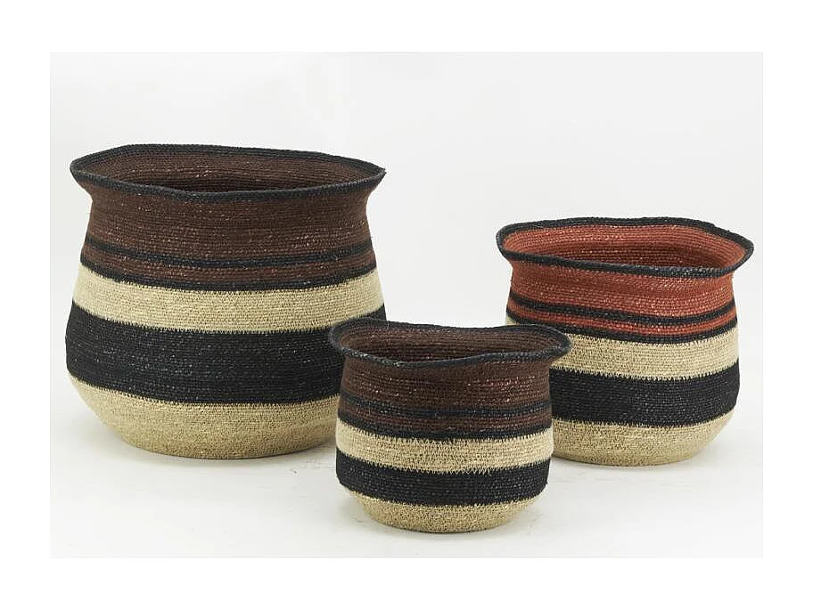 Cache-pots en jonc teinté
