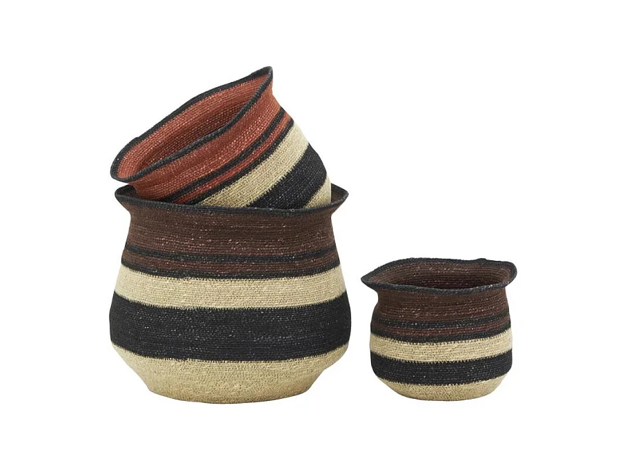Cache-pots en jonc teinté