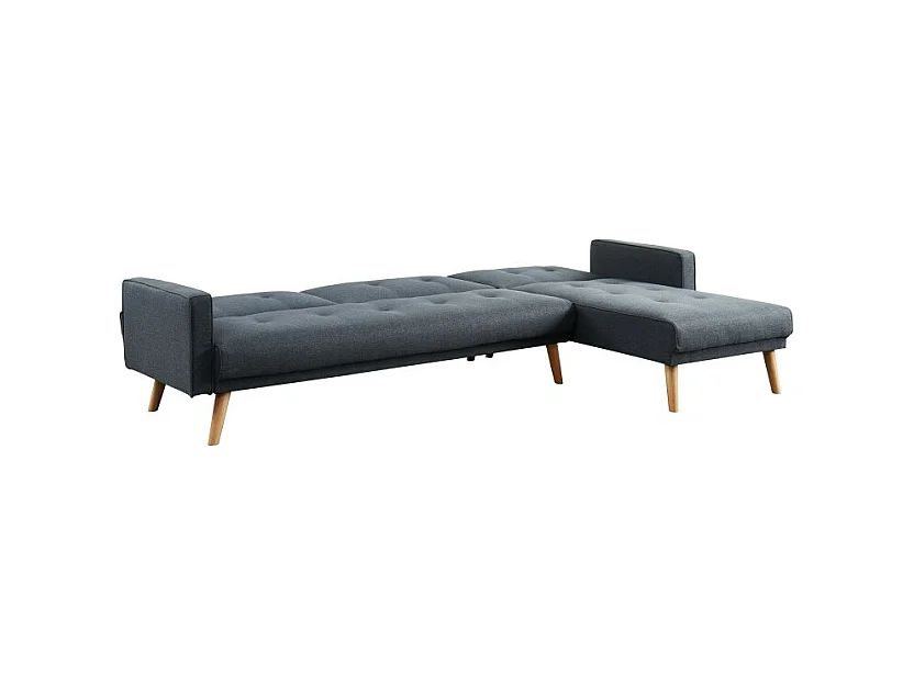 Canapé d'angle LUXI en tissu gris anthracite convertible au style scandinave