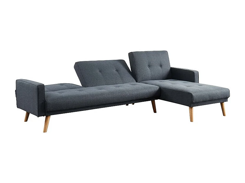Canapé d'angle LUXI en tissu gris anthracite convertible au style scandinave