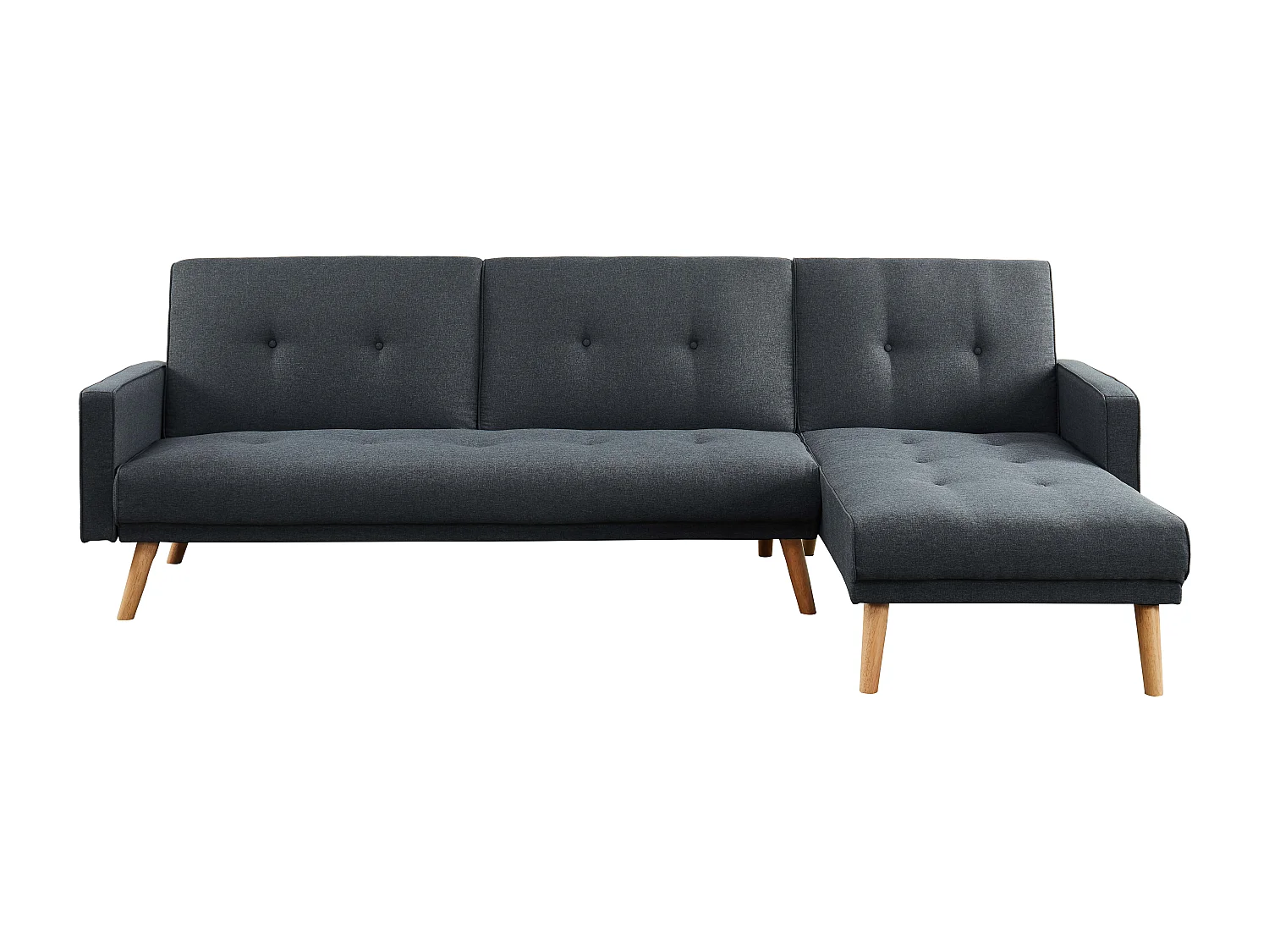 Canapé d'angle LUXI en tissu gris anthracite convertible au style scandinave