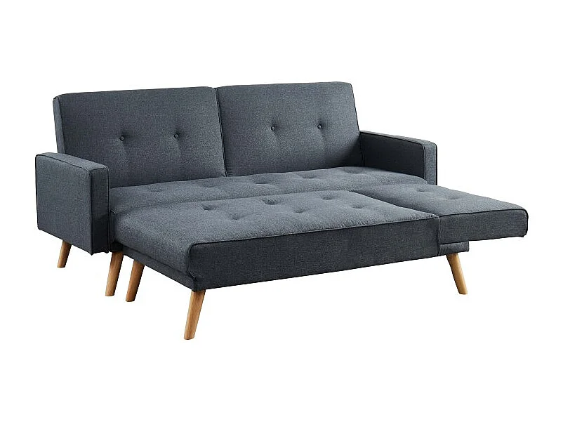 Canapé d'angle LUXI en tissu gris anthracite convertible au style scandinave