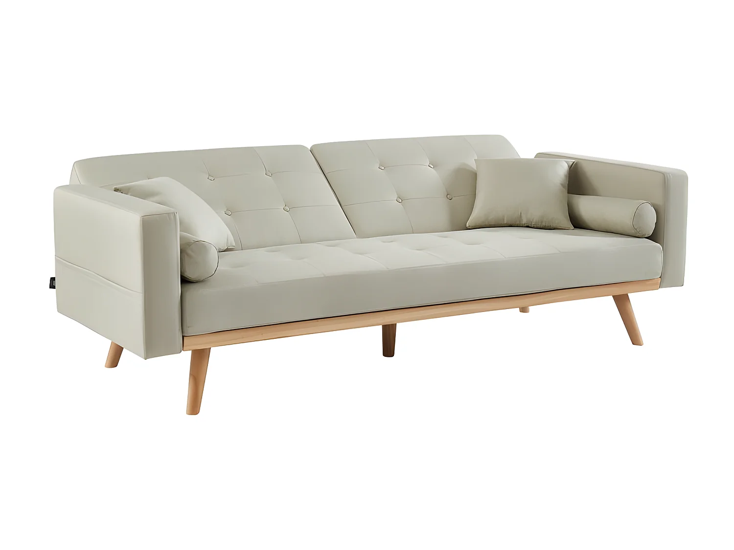 Canapé KELLY droit en tissu beige convertible