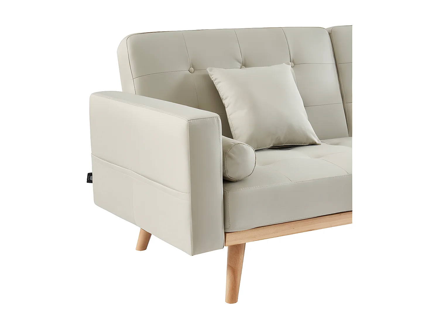 Canapé KELLY droit en tissu beige convertible