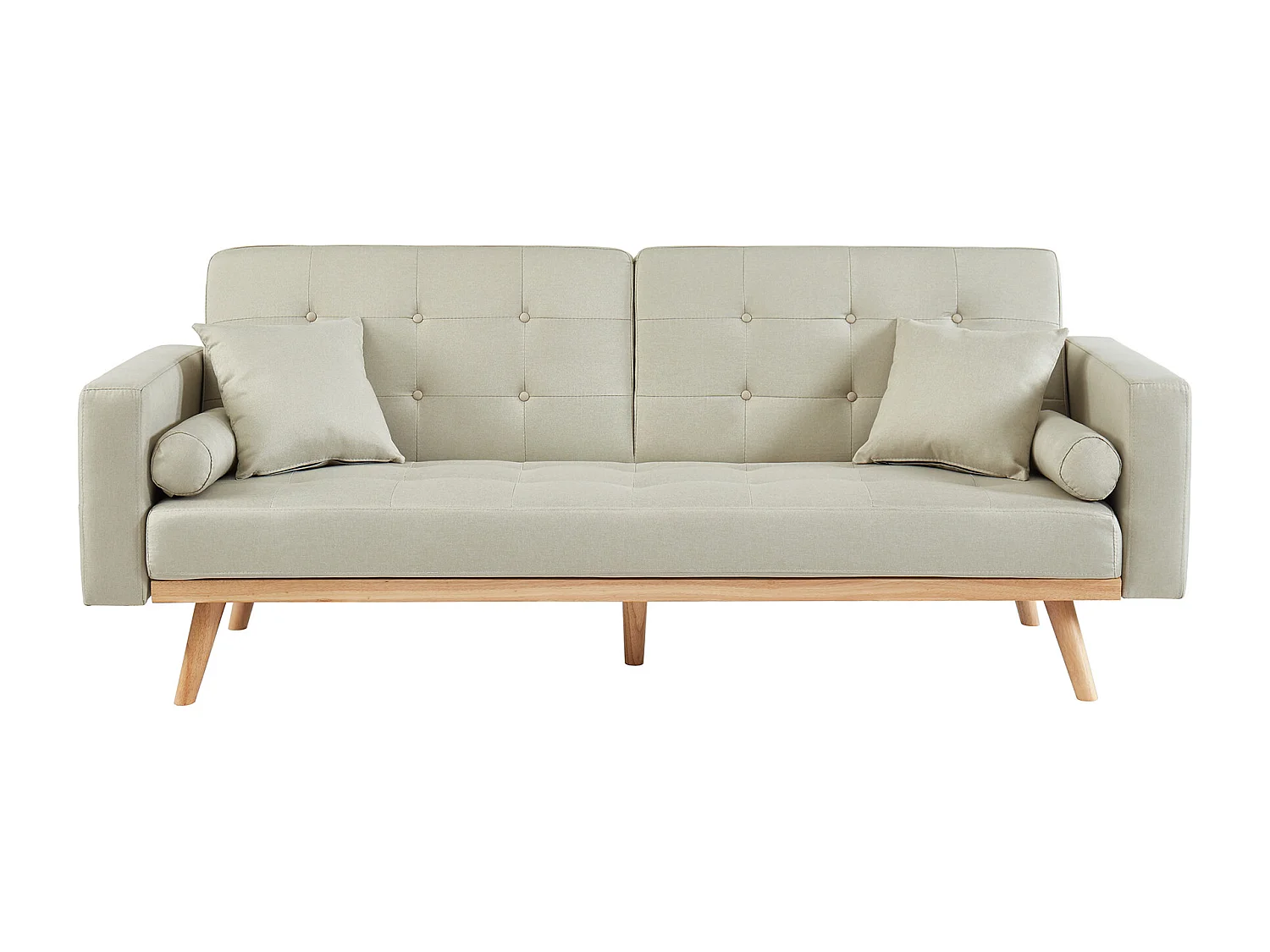 Canapé KELLY droit en tissu beige convertible