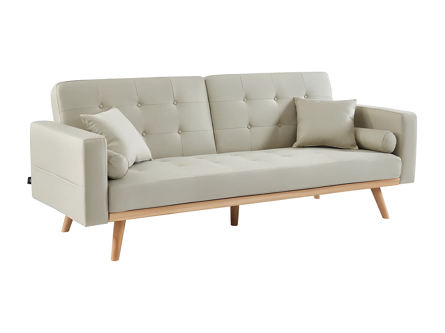 Canapé KELLY droit en tissu beige convertible