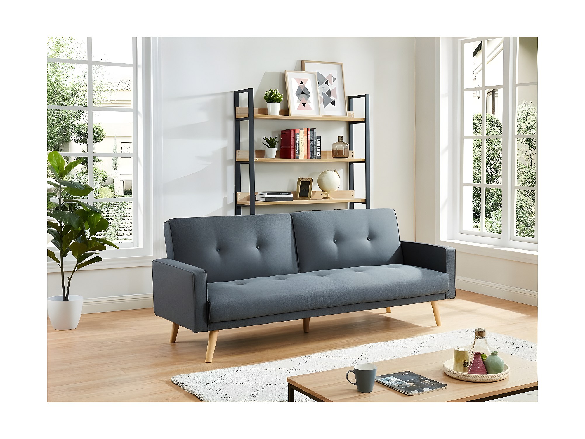 Canapé Convertible 3 Places But – Tissu Gris Anthracite, Style Scandinave