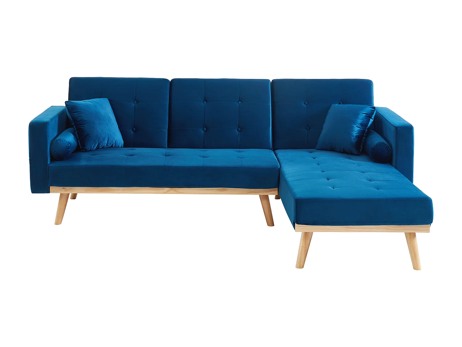 Canapé KELLY d'angle convertible en velours bleu