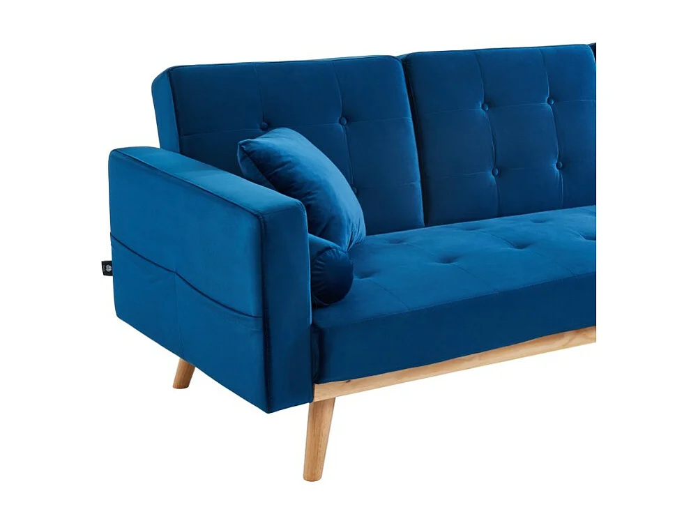 Canapé KELLY d'angle convertible en velours bleu