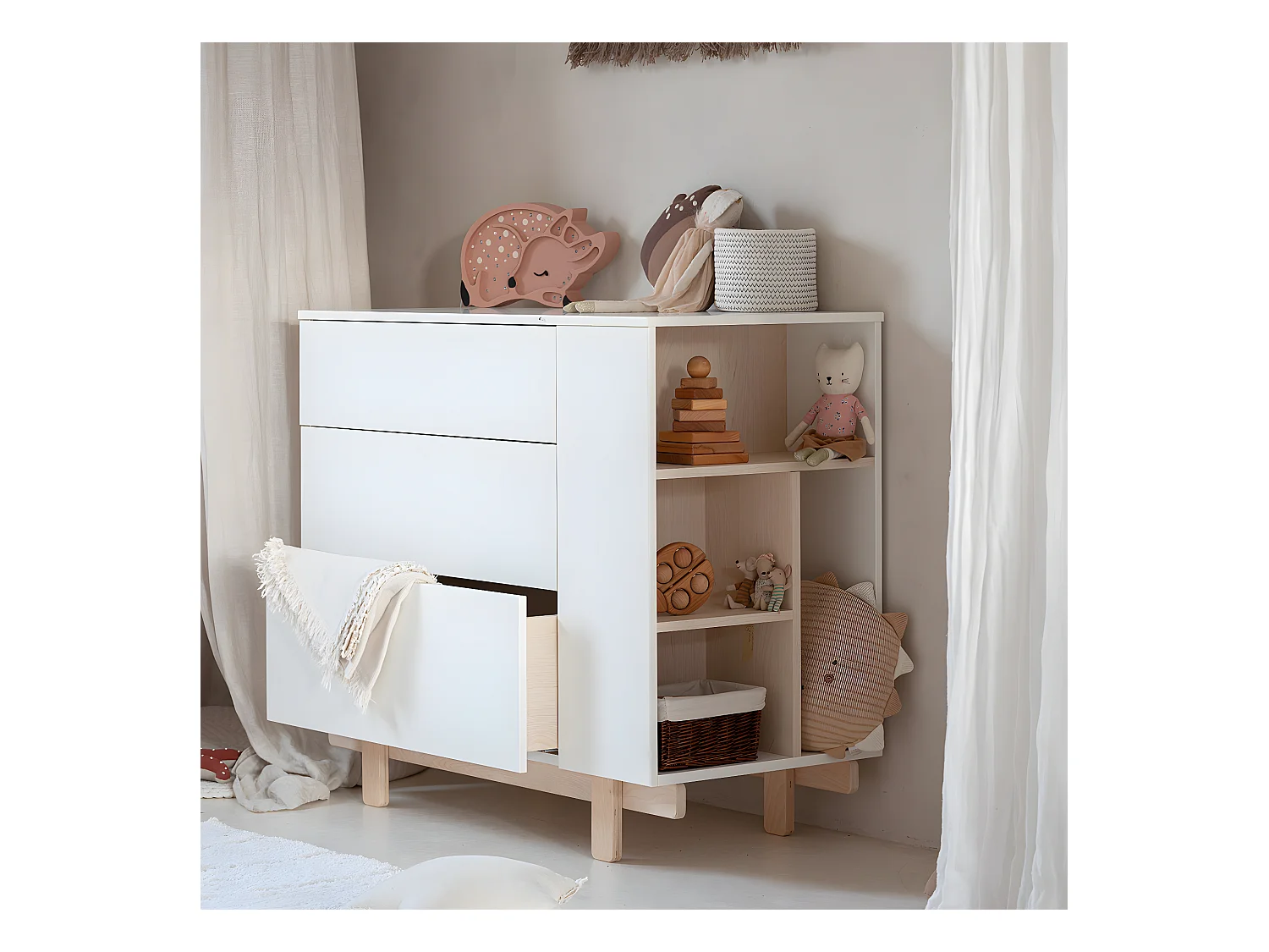 Commode 3 tiroirs Romy - Blanc