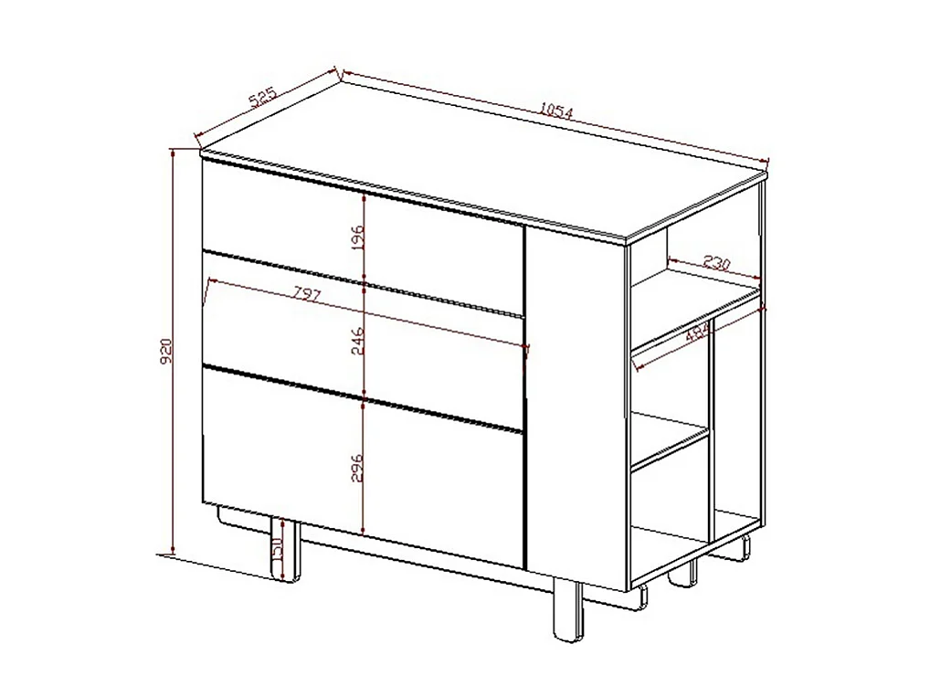 Commode 3 tiroirs Romy - Blanc