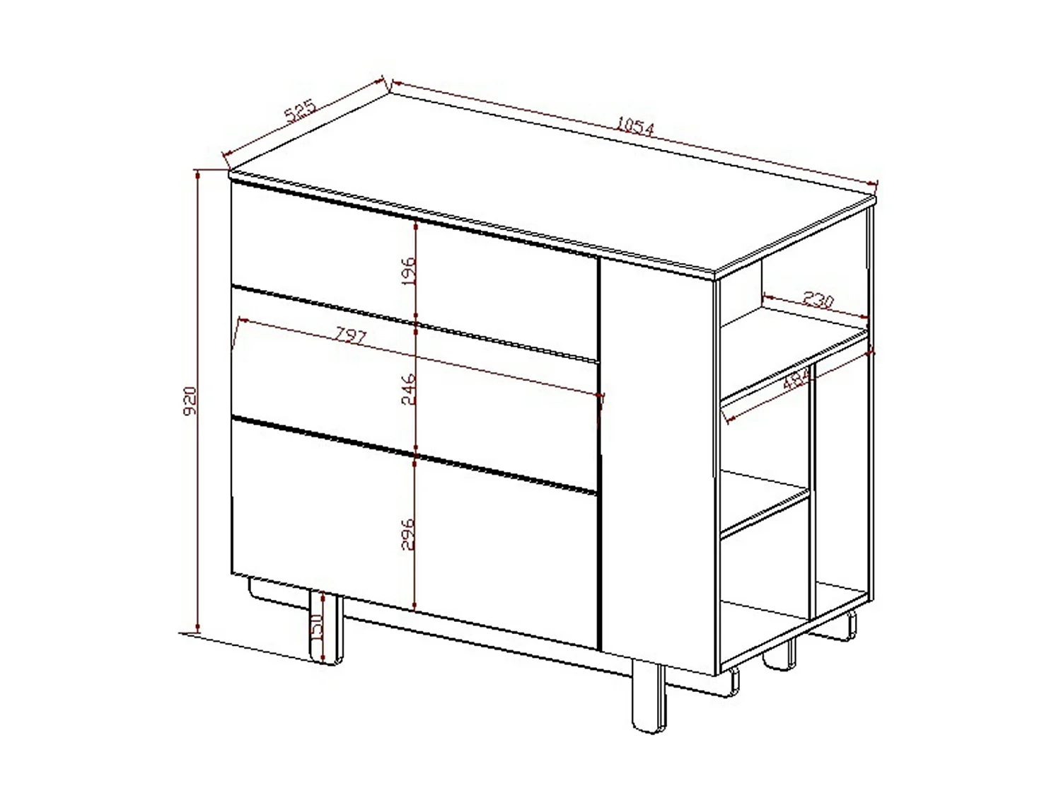 Commode 3 tiroirs Romy - Blanc