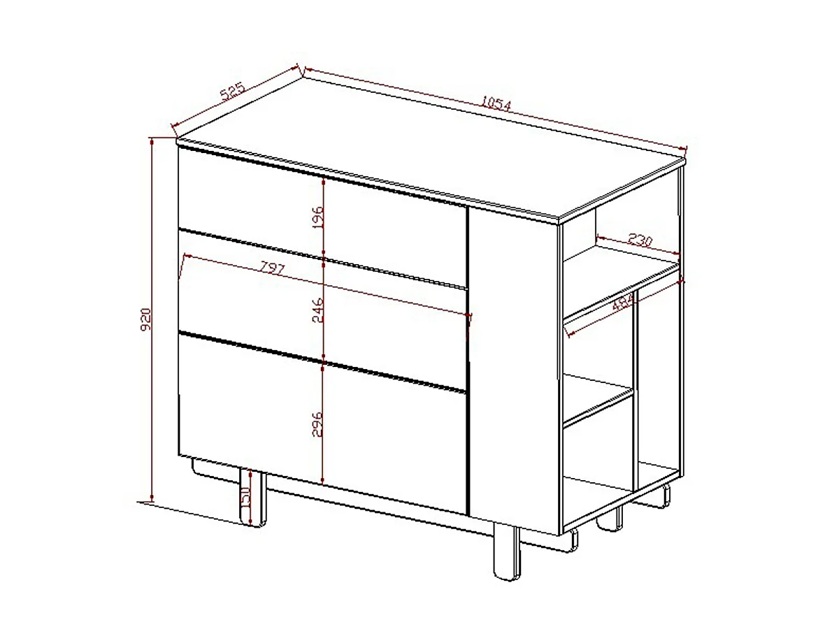 Commode 3 tiroirs Romy - Blanc