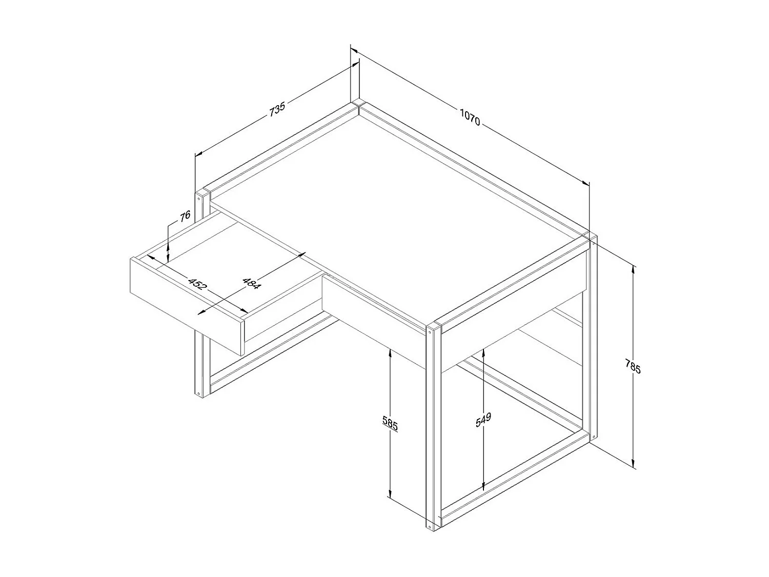 Bureau 2 tiroirs Romy - Blanc