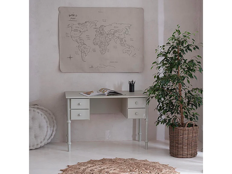 Wood Luck Babushka Olive skrivebord med 4 skuffer