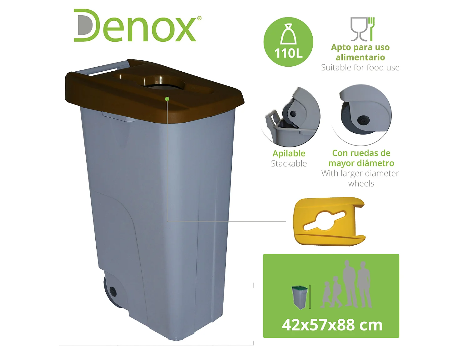 Ouverture de récipient de recyclage de 110 litres + sacs à ordures 3x de 10 unités