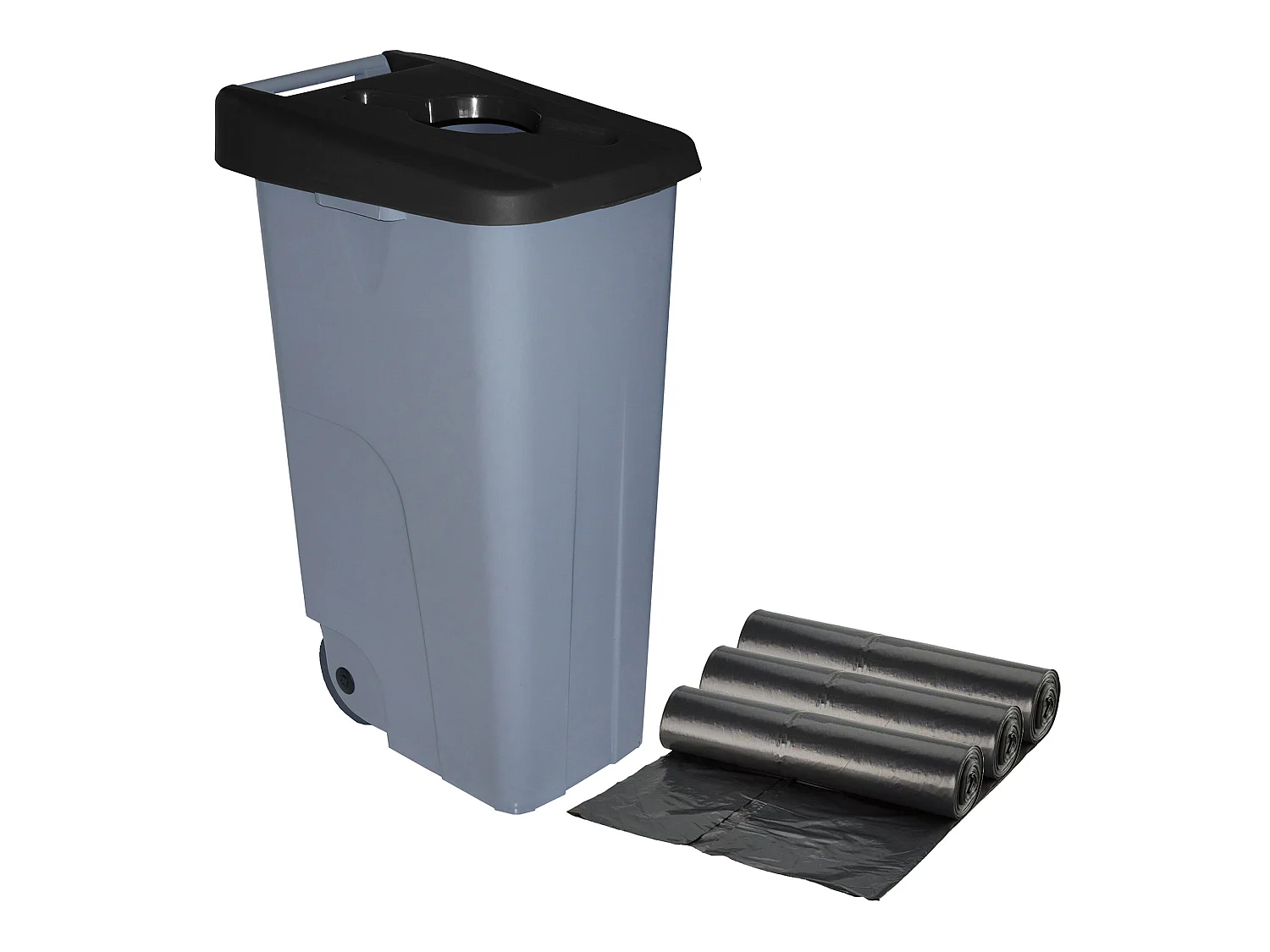 Ouverture de récipient de recyclage de 110 litres + sacs à ordures 3x de 10 unités, L57 P 42 H88