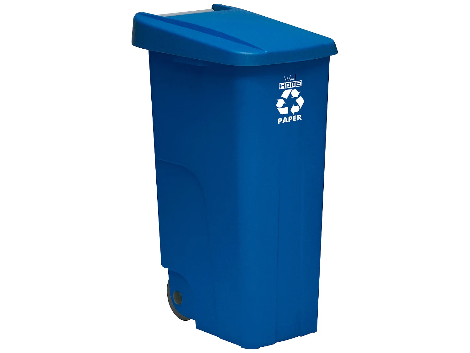 Récipients de recycle de 110 litres fermé chacun: 330 litres, dans 3 conteneurs, en bleu / vert / jaune couleurs, L57 P 42 H88