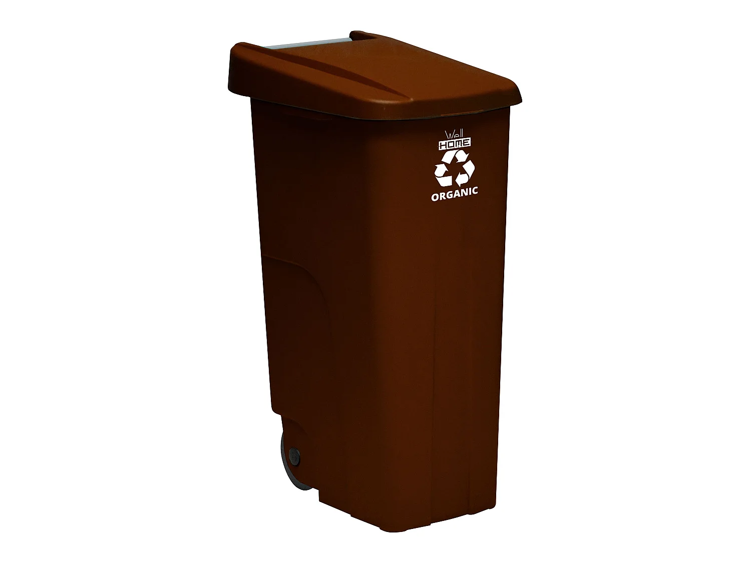 Container recycle 110 litres, fermé avec le couvercle, idéal pour le recyclage des déchets organiques, avec des roues, L42 P57 H88