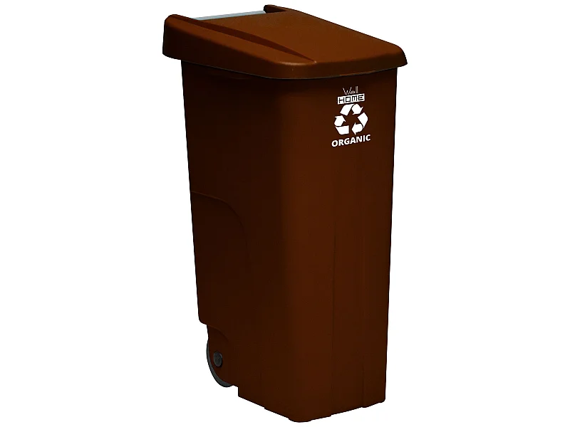Container recycle 110 litres, fermé avec le couvercle, idéal pour le recyclage des déchets organiques, avec des roues, L42 P57 H88