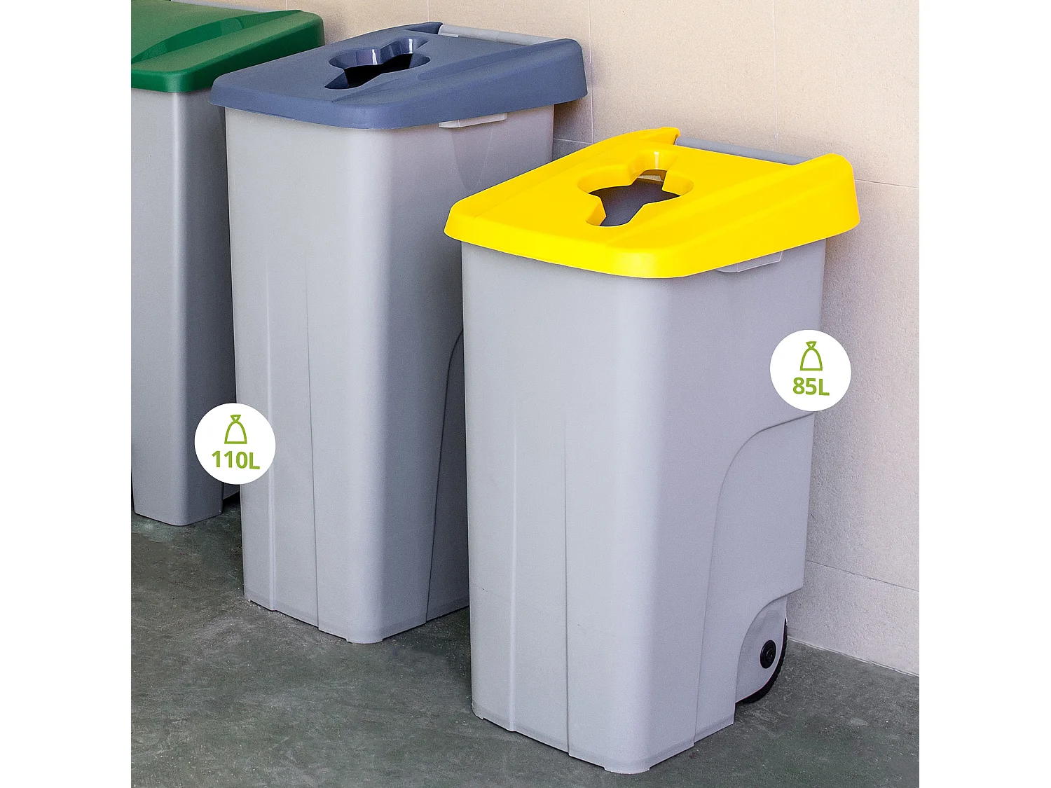 Récipient de recyclage de 110 litres ouverts - rouge, L42 P 57 H88