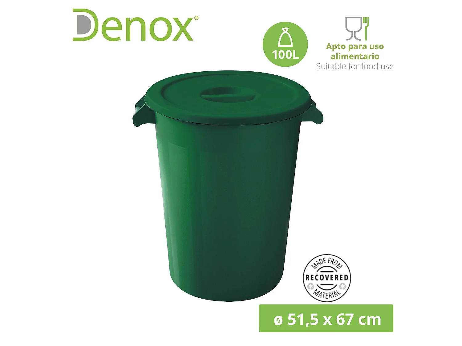 Cube industriel 100 litres. Couleurs + sacs à ordures 3x de 10 unités, L51 P 42 H88