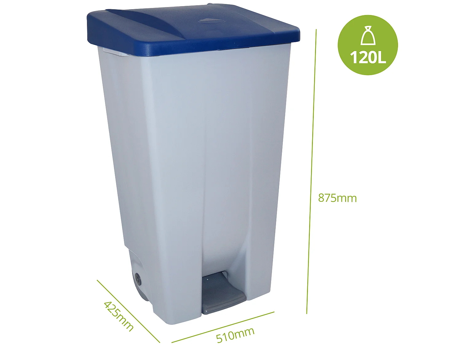 Conteneur sélectif 120 litres + 3x sacs à ordures de 10 unités, L57 P 42 H88