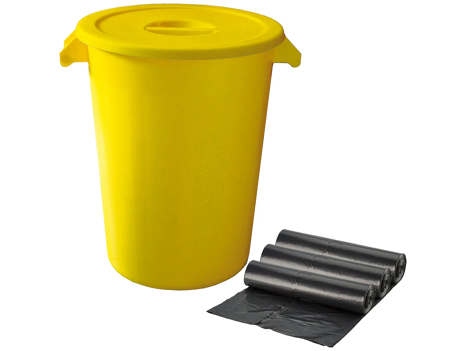 Cube industriel 100 litres. Couleurs + sacs à ordures 3x de 10 unités, L51 P 42 H88