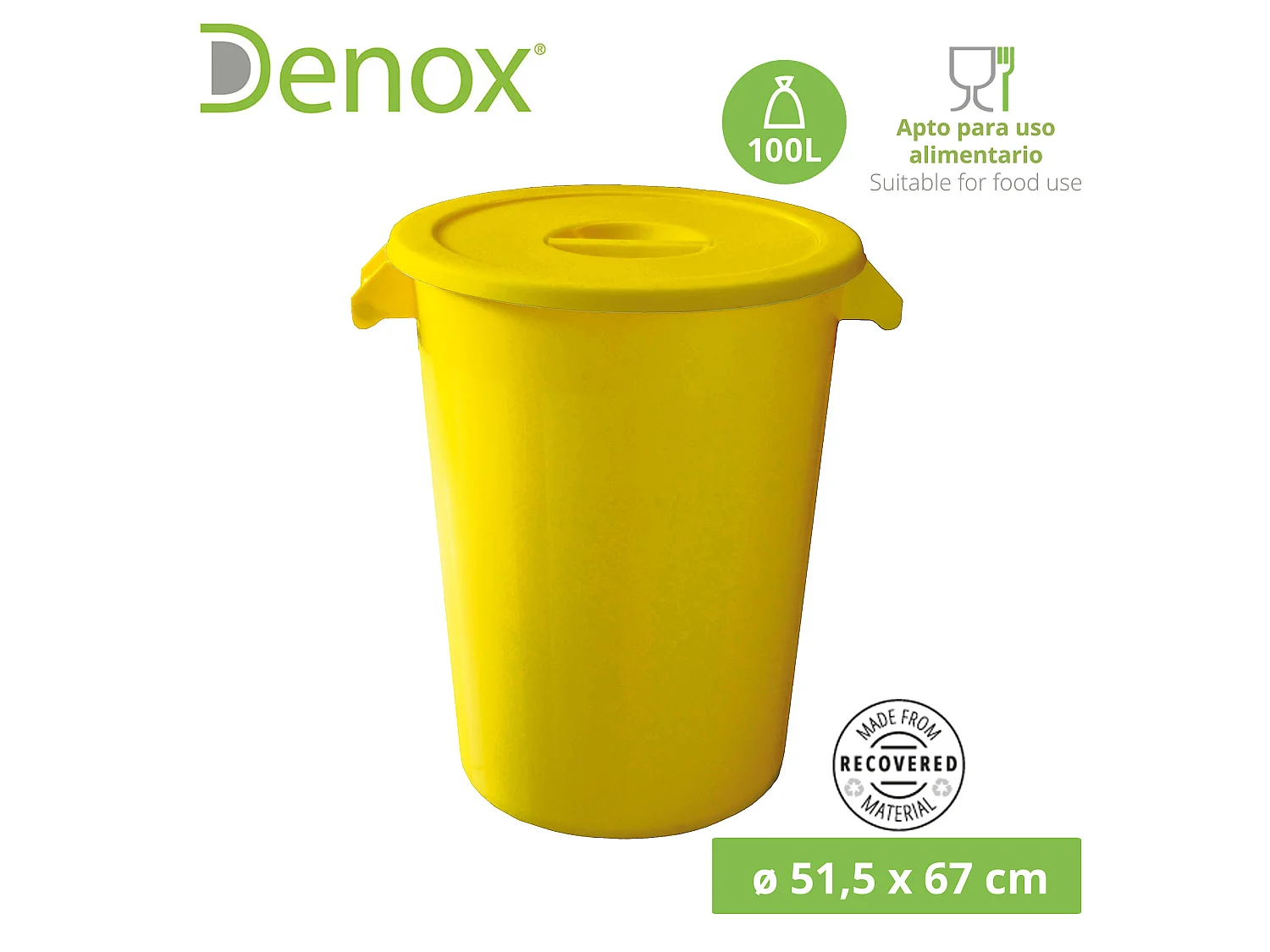 Cube industriel 100 litres. Couleurs + sacs à ordures 3x de 10 unités, L51 P 42 H88