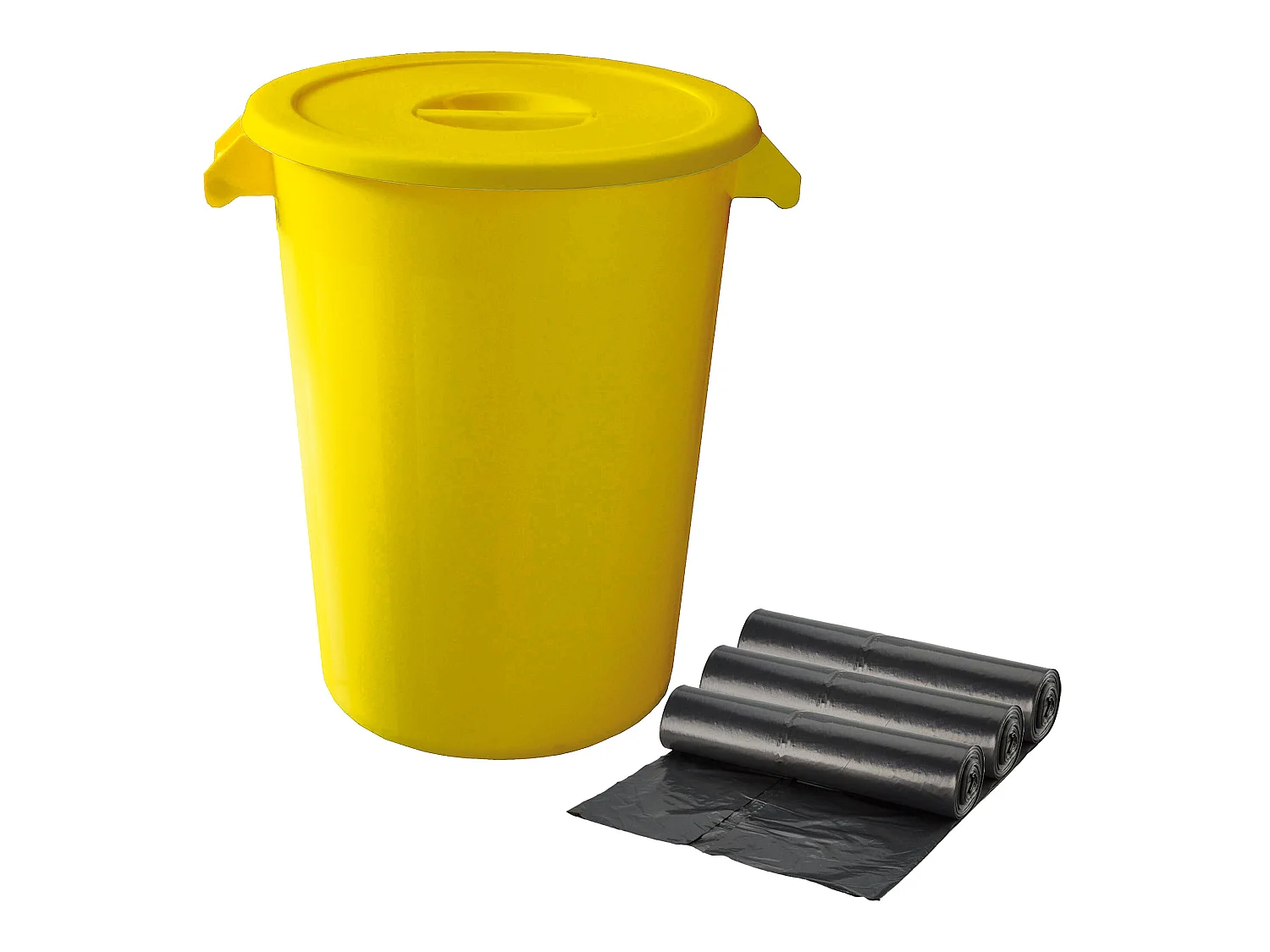 Cube industriel 100 litres. Couleurs + sacs à ordures 3x de 10 unités, L51 P 42 H88