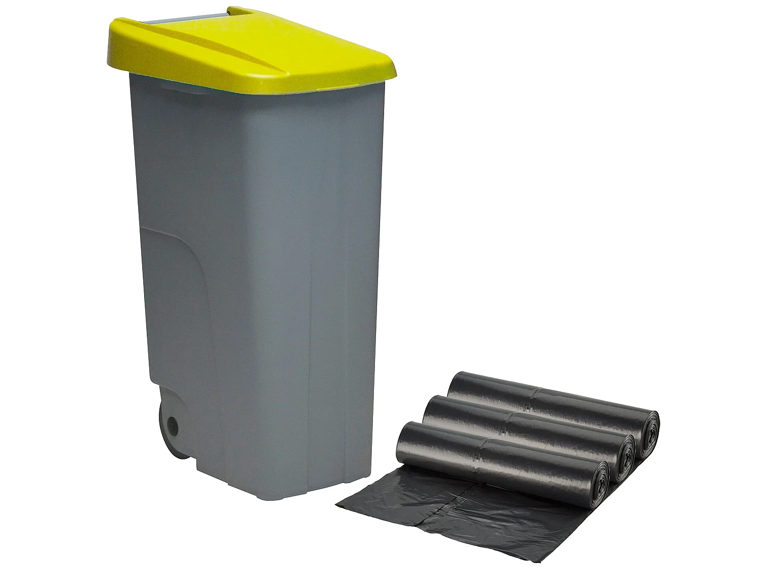 Recycler le conteneur 110 litres fermé + 3x sacs à ordures de 10 unités, L51 P 42 H88