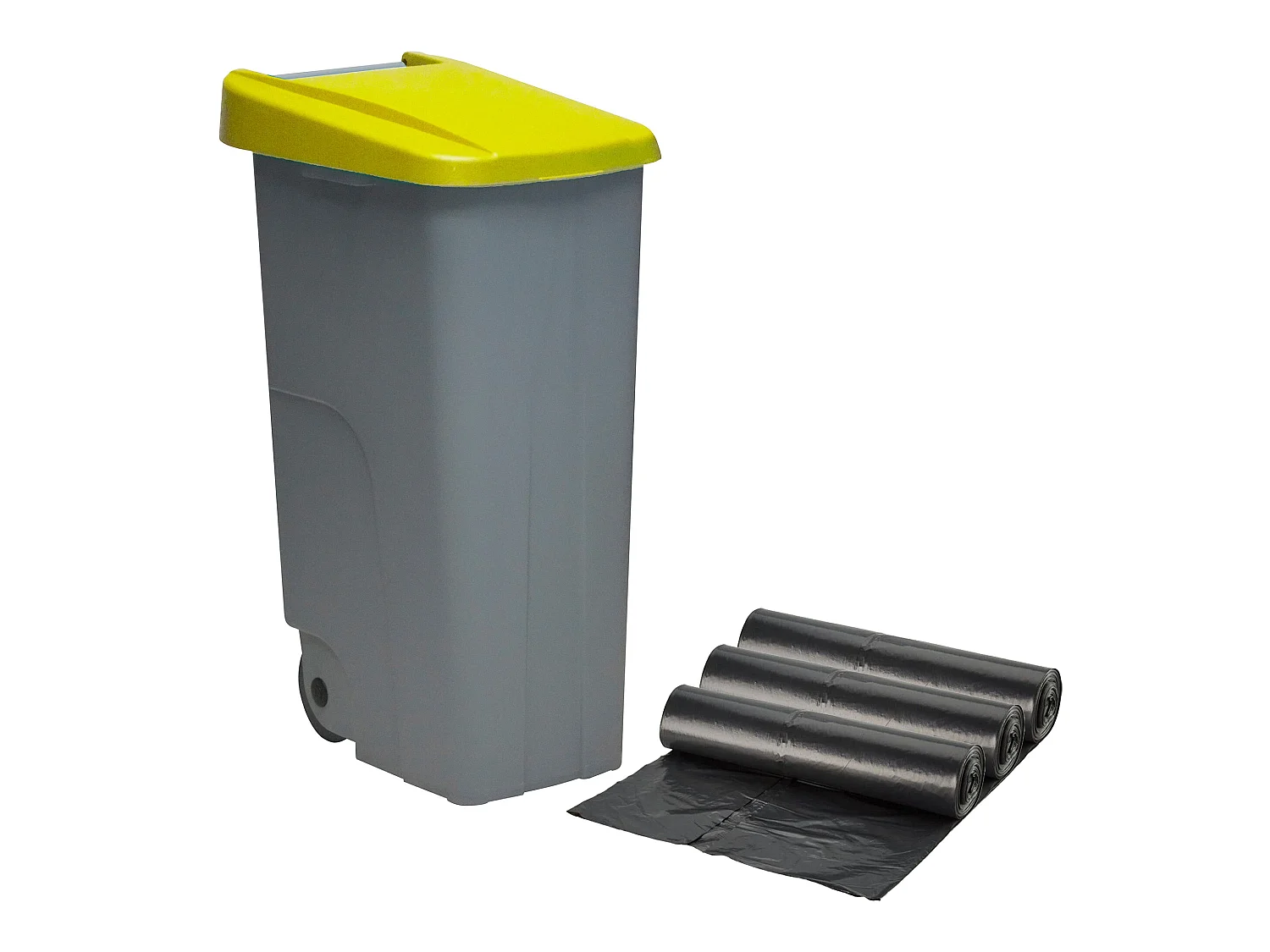 Recycler le conteneur 110 litres fermé + 3x sacs à ordures de 10 unités, L51 P 42 H88