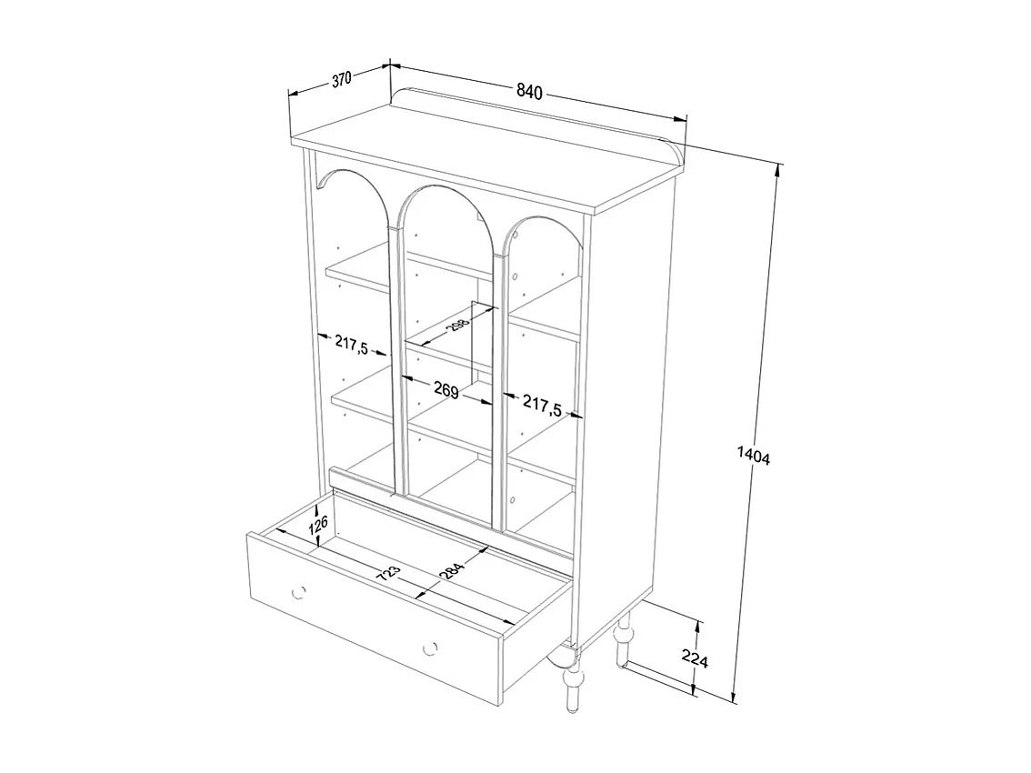 Bibliothèque 1 tiroir Babushka Olive