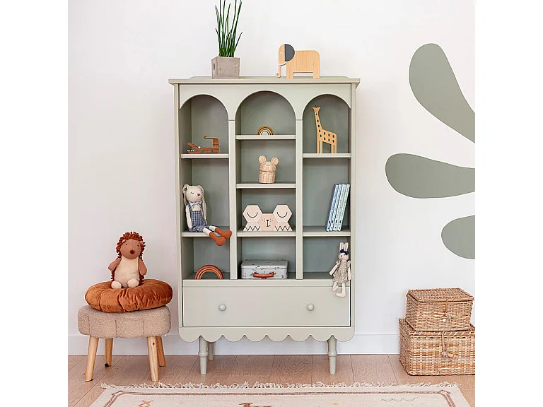 Wood Luck Babushka Olive bogreol med 1 skuffe
