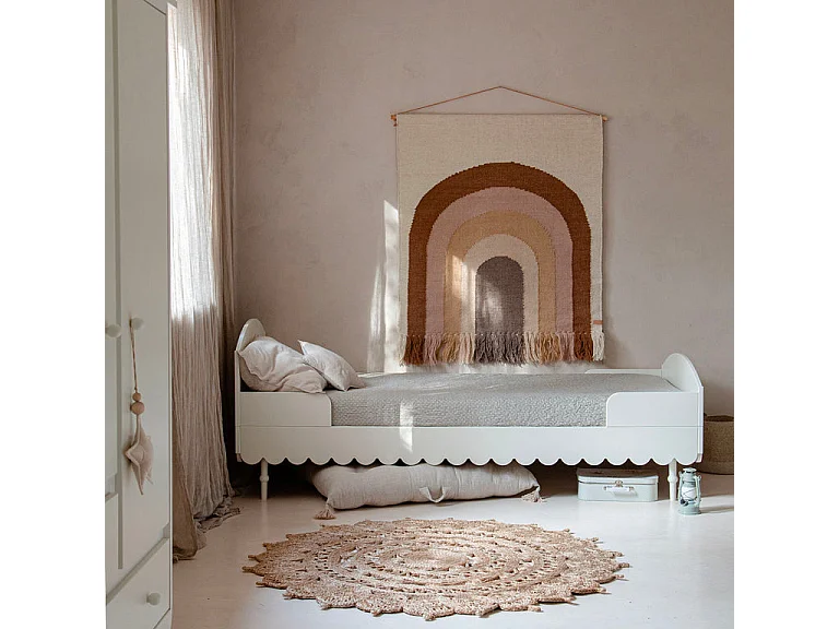 Letto Wood Luck Babushka 90x200 con rete a doghe Bianco